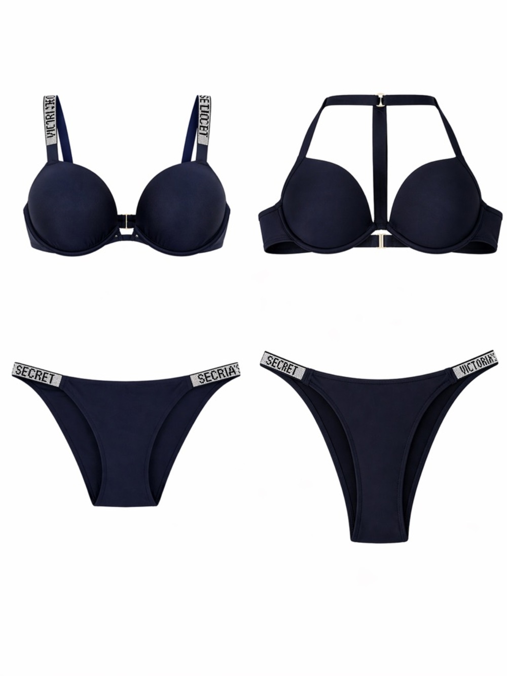 Victoria's Secret Navy Logo-Trim Push-Up Bikini